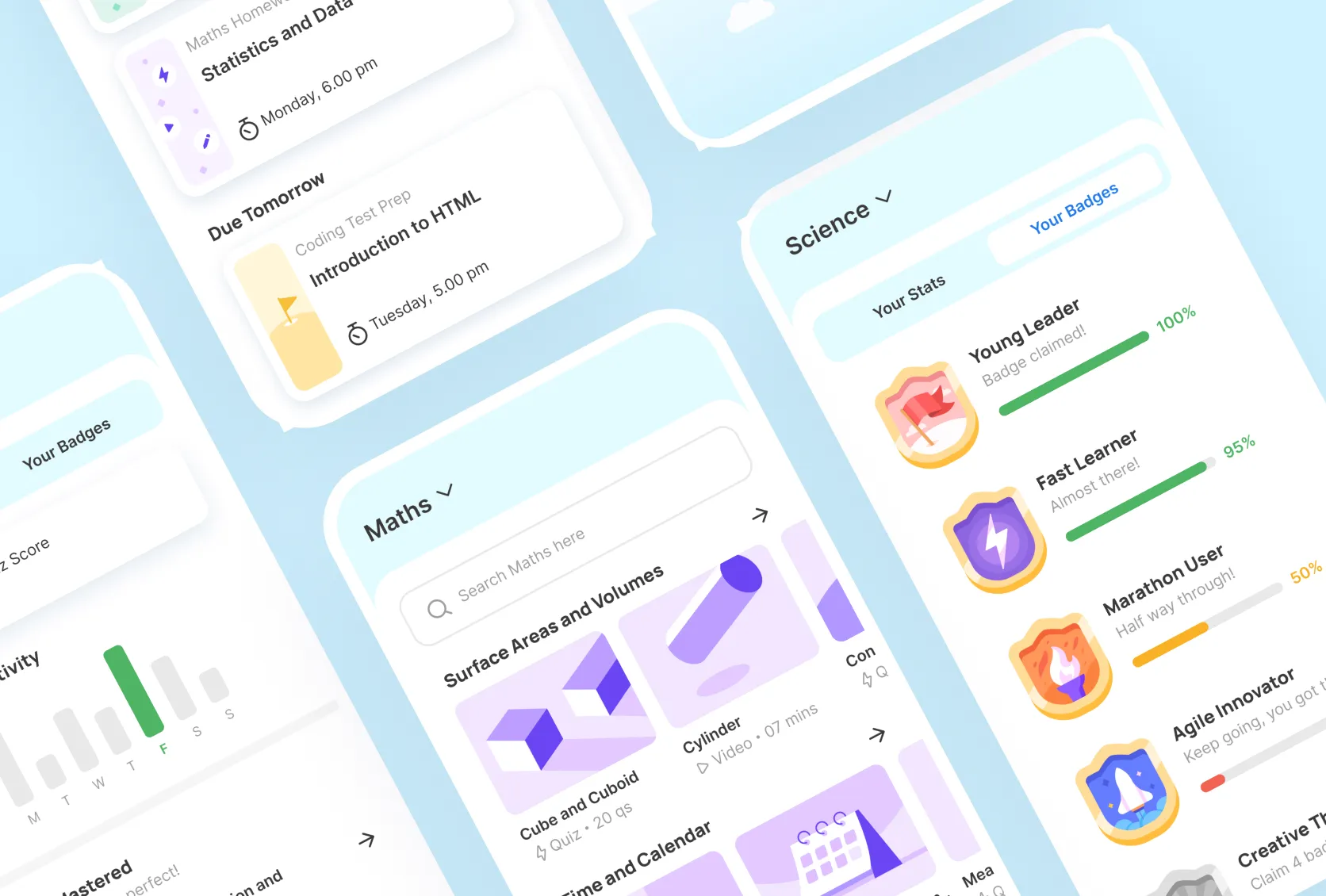 Lido Learning app screens