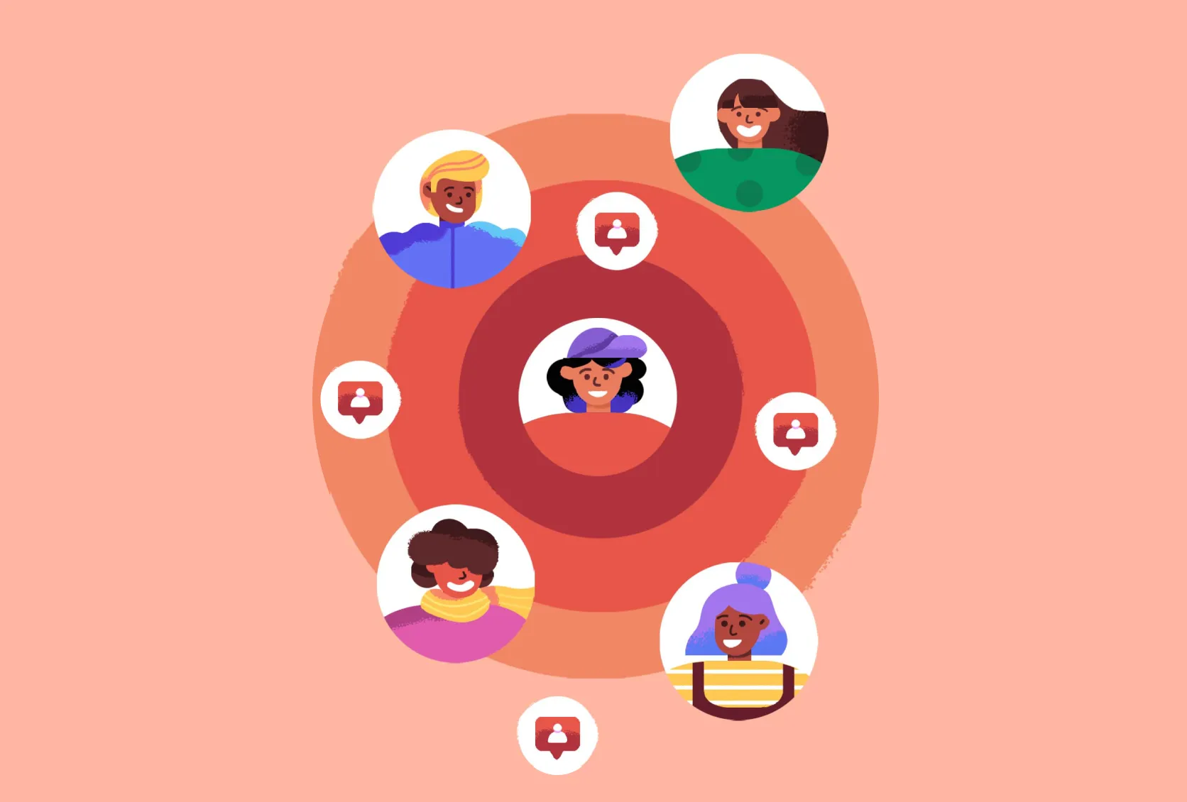 Illustrated Snapchat safety channel characters